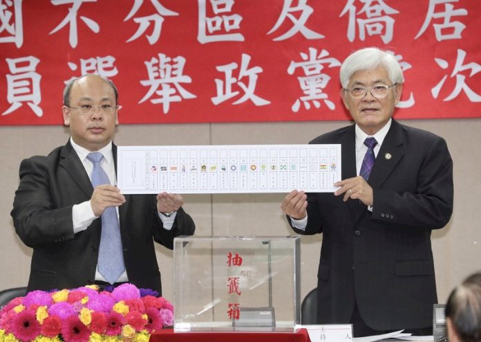 立委政黨票號次 民進黨14國民黨9親民黨3民眾黨15